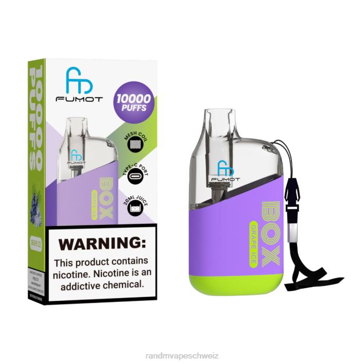 RandM Vape Schweiz | Fumot Original RandM Tornado Box 00P291 10000 Airflow Control Vape-Gerät 1St Blaubeereis